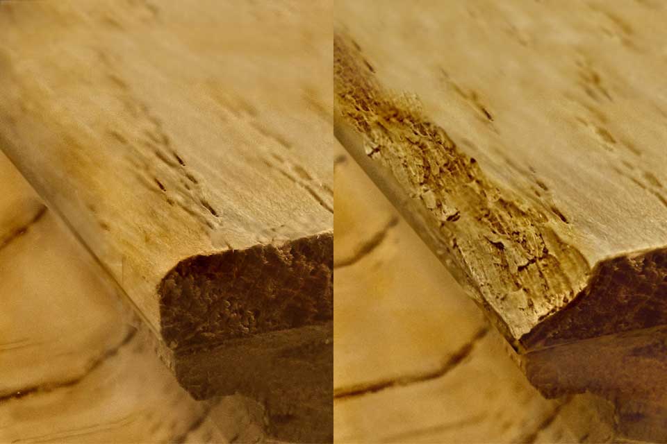 Oberflächenveredelung: runde Kanten und beschädigte Kanten