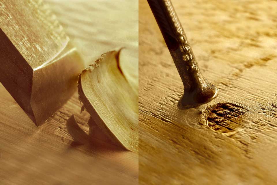 Oberflächenveredelung: Werkzeugspuren und Nagelspuren